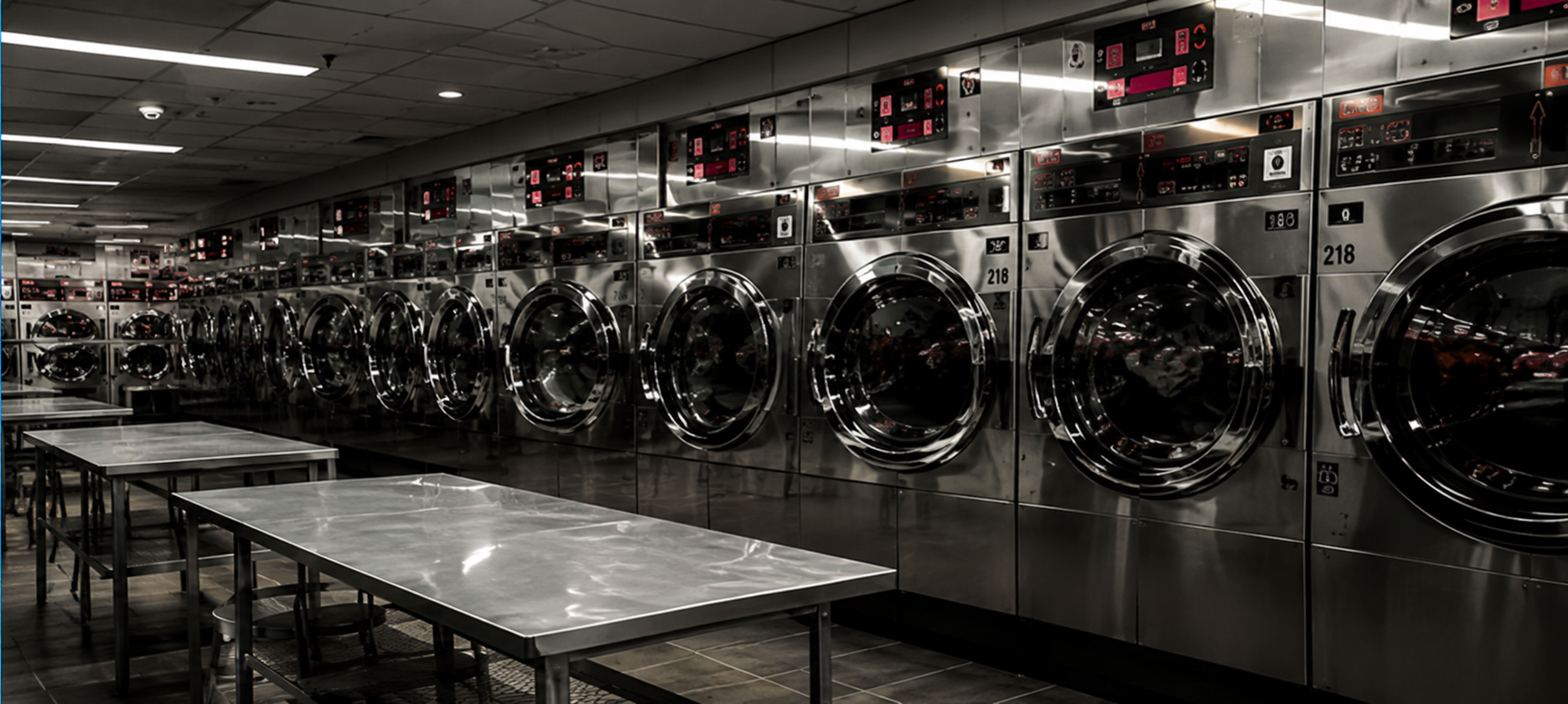 Modern clean laundromat interior
